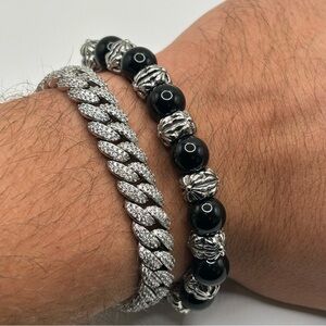 Chrome Hearts Style Cross Bead Bracelet - Gothic Silver Jewelry Y2K New Silver